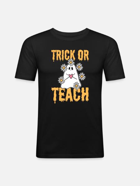 Trick Or Teach Lehrer - Männer Slim Fit T-Shirt - Schwarz