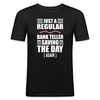 Lustiger Bankangestellter Bänker - Männer Slim Fit T-Shirt - Schwarz - Vorne - Nik (191cm)