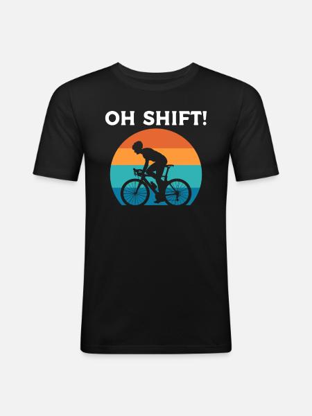 Oh Shift Radfahrer - Männer Slim Fit T-Shirt - Schwarz
