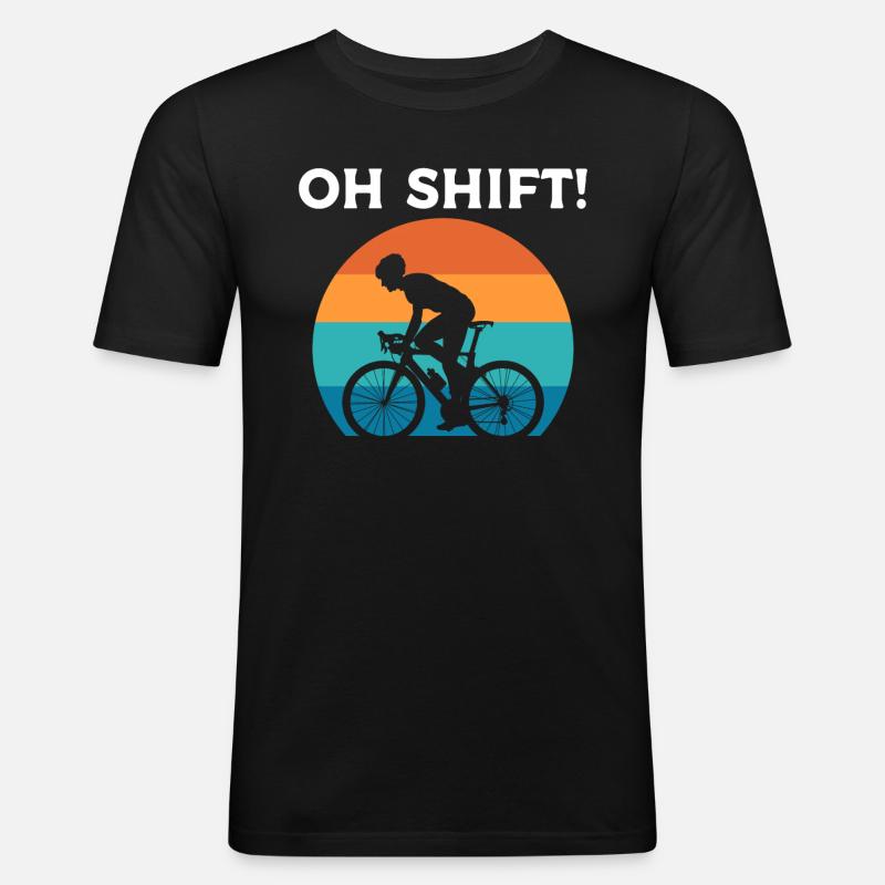 Oh Shift Radfahrer - Männer Slim Fit T-Shirt - Schwarz