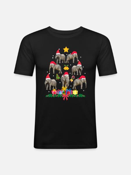 elephant in christmas. Christmas gift - Men's Slim Fit T-Shirt - black