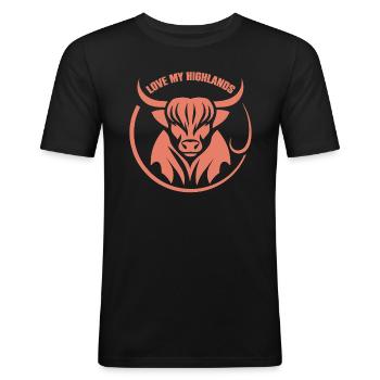 Meine Highlands Rinder ich liebe Highlands - Männer Slim Fit T-Shirt - Schwarz - Vorne - Nik (191cm)