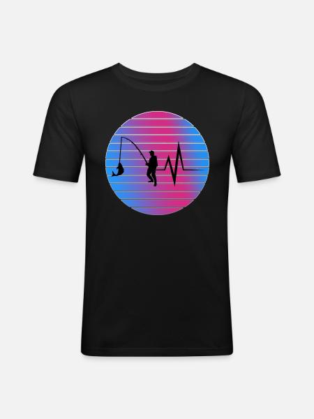 Angeln - Männer Slim Fit T-Shirt - Schwarz