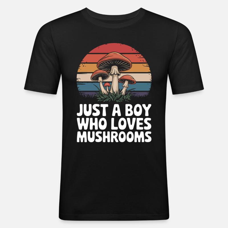Champignons Champignons Champignon Champignon - T-shirt près du corps Homme - noir