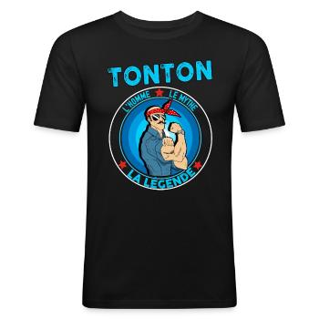Tonton Vintage L'homme Le Mythe La Légende - T-shirt près du corps Homme - noir - Devant - Nik (191cm)