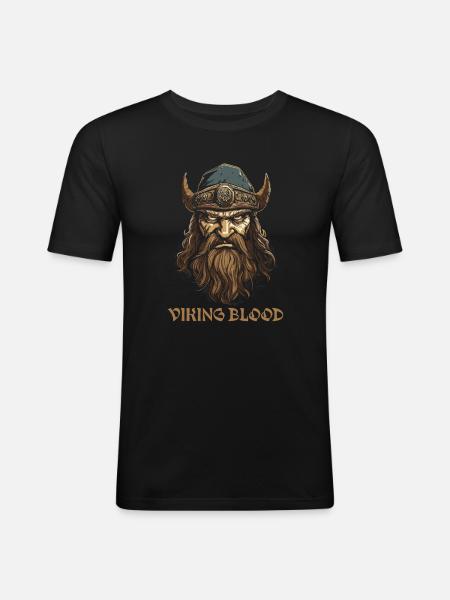 Wikingerkrieger mit Wikingerblut - Männer Slim Fit T-Shirt - Schwarz