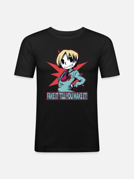 Anime Girls: Pretend Until You Make It - Men's Slim Fit T-Shirt - black