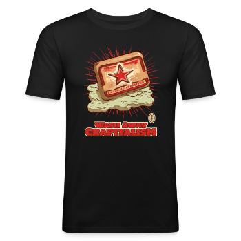 Wash away the poop italism: Communist soap - Men's Slim Fit T-Shirt - black - Front - Nik (191cm)