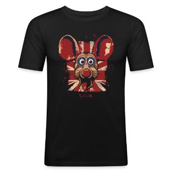 UK British Flag Cartoon Rat - Men's Slim Fit T-Shirt - black - Front - Nik (191cm)