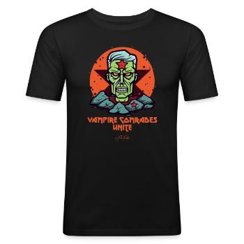 vereinigt Euch Vampir Genossen - Männer Slim Fit T-Shirt - Schwarz - Vorne - Nik (191cm)