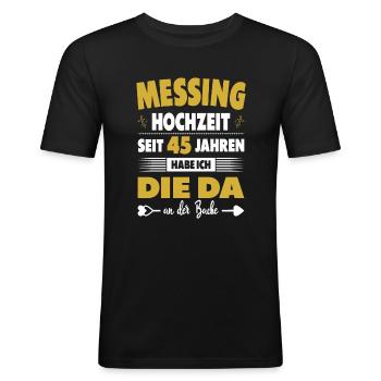45 Hochzeitstag Paare 45 Jahre Ehe Messinghochzeit - Männer Slim Fit T-Shirt - Schwarz - Vorne - Nik (191cm)