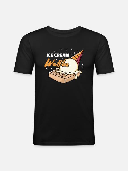 cream Waffles Syrup Breakfast waffles - Men's Slim Fit T-Shirt - black