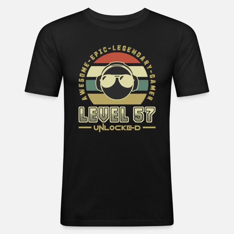 Stufe 57 - Männer Slim Fit T-Shirt - Schwarz