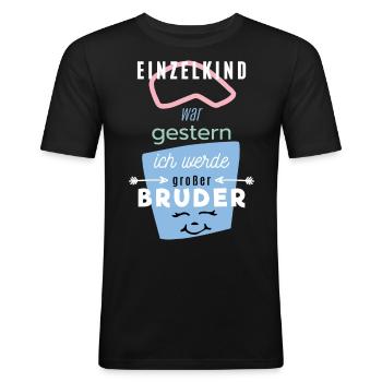 Einzelkind, Ich werde Bruder, lustiger Spruch - Männer Slim Fit T-Shirt - Schwarz - Vorne - Nik (191cm)