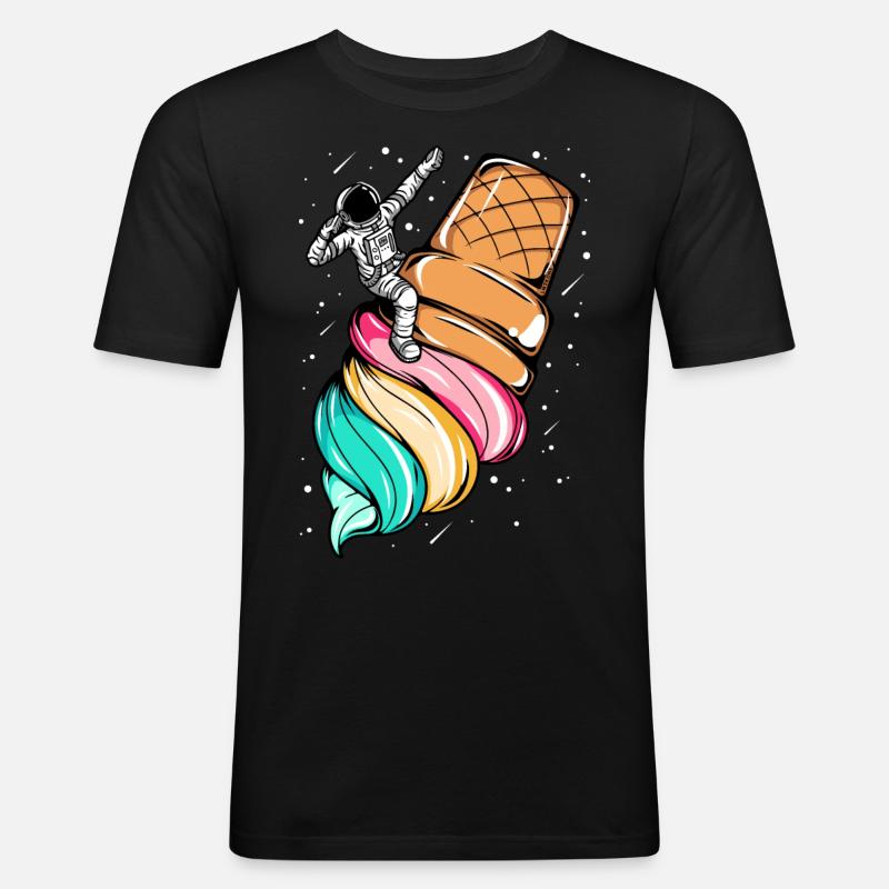 Weltraum-Eis-Astronaut - Männer Slim Fit T-Shirt - Schwarz