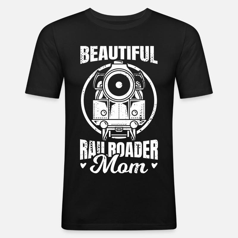 Eisenbahn Mutter - Männer Slim Fit T-Shirt - Schwarz