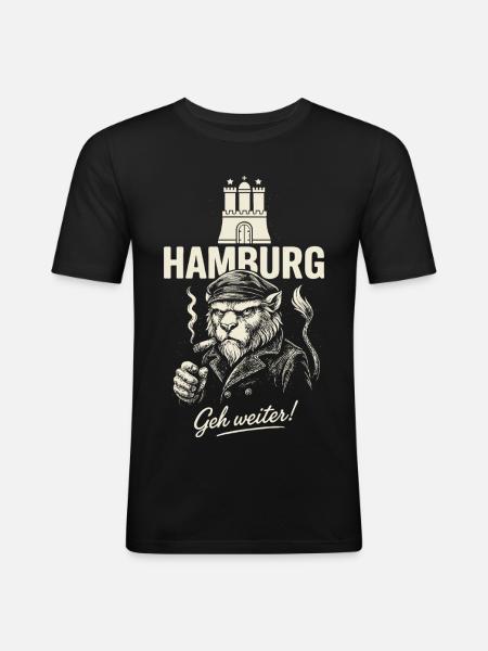 Hamburger Hafenraubein - Männer Slim Fit T-Shirt - Schwarz