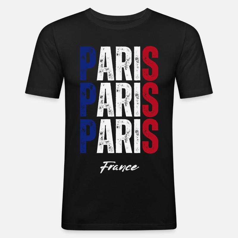 Paris Frankreich, Erinnerung an Paris - Männer Slim Fit T-Shirt - Schwarz
