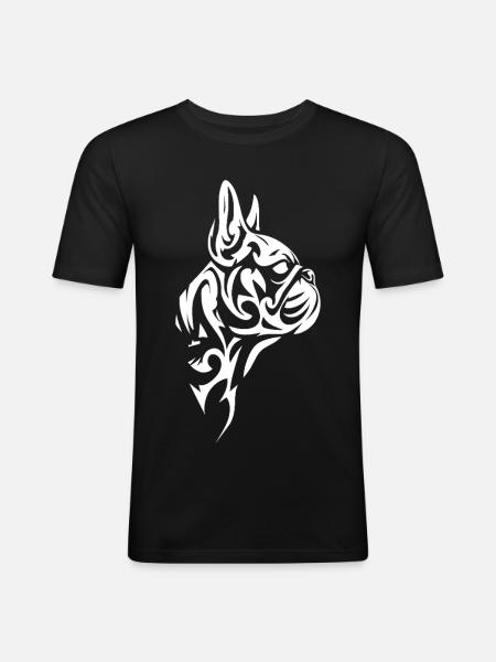 French Bulldog Tribal Tattoo - Men's Slim Fit T-Shirt - black