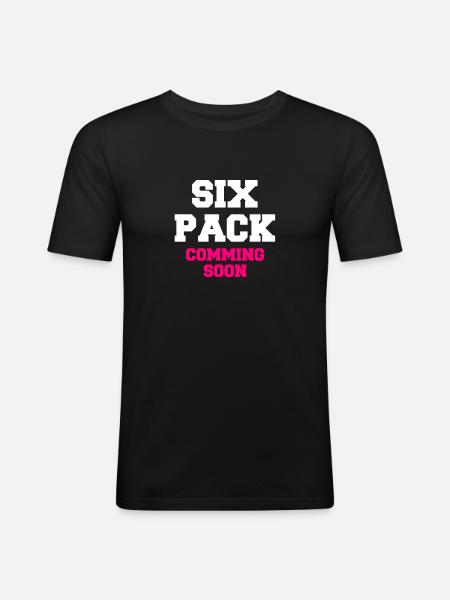 Six pack - Männer Slim Fit T-Shirt - Schwarz