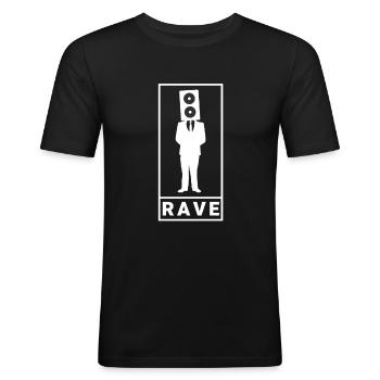 Cadeau minimal de Rave Techno Bass Trance - T-shirt près du corps Homme - noir - Devant - Nik (191cm)