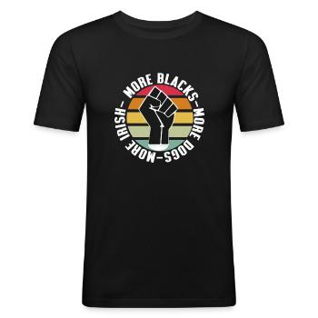 Mehr Schwarze mehr Hunde Mehr Irisch - Männer Slim Fit T-Shirt - Schwarz - Vorne - Nik (191cm)