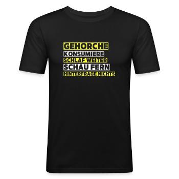 Grundrechte Politik Staat Demokratie grundgesetz - Männer Slim Fit T-Shirt - Schwarz - Vorne - Nik (191cm)