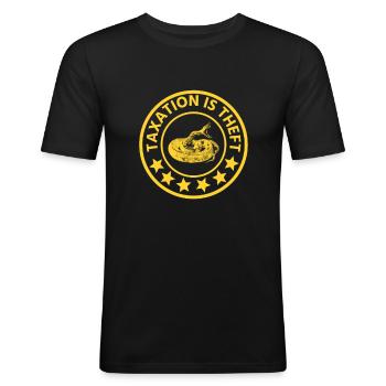 Libertär freiheit steuern sind raub kapitalismus - Männer Slim Fit T-Shirt - Schwarz - Vorne - Nik (191cm)
