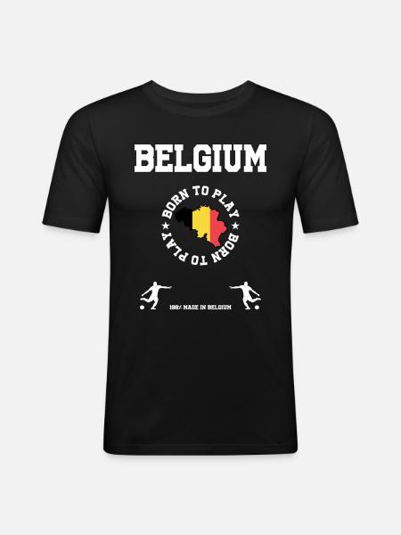 Belgien - Männer Slim Fit T-Shirt - Schwarz