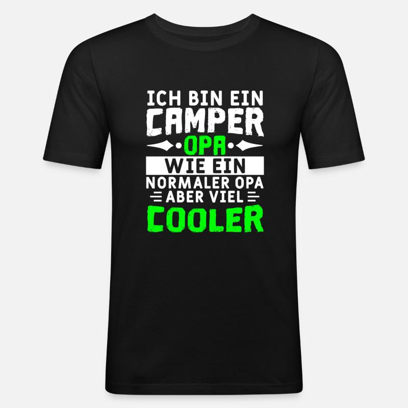 Ich bin ein Camper Opa - Männer Slim Fit T-Shirt - Schwarz