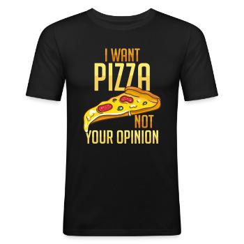 Pizza - Men's Slim Fit T-Shirt - black - Front - Nik (191cm)
