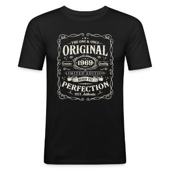Original 1969 Jahrgang Vintage Geburtstag Geschenk - Männer Slim Fit T-Shirt - Schwarz - Vorne - Nik (191cm)