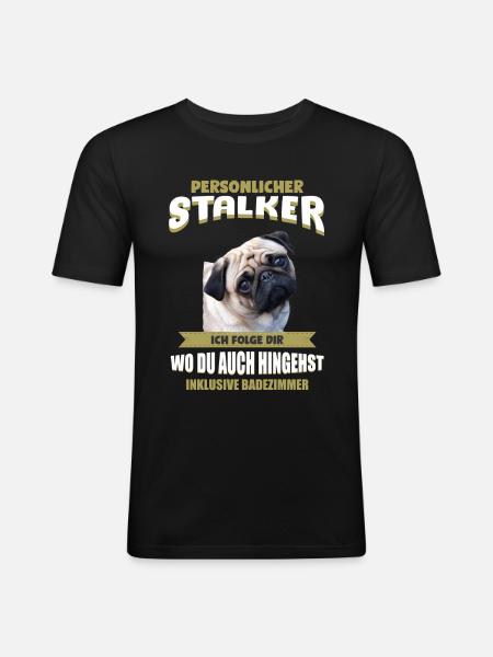 Mops - Mops Hund - Männer Slim Fit T-Shirt - Schwarz