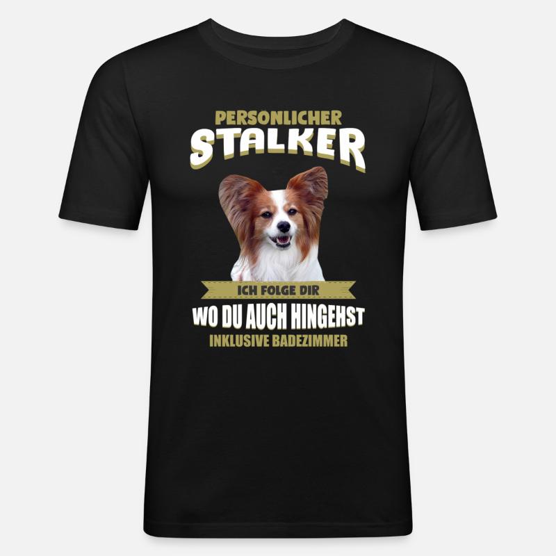Papillon Hund - Papillon - Männer Slim Fit T-Shirt - Schwarz
