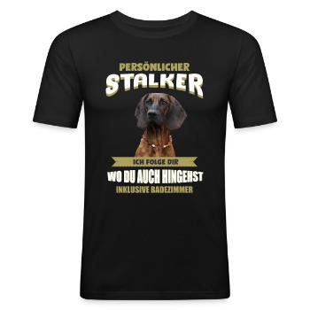 Hannoverscher Schweißhund - Männer Slim Fit T-Shirt - Schwarz - Vorne - Nik (191cm)