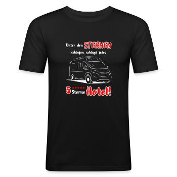 Camping Kastenwagen Wohnmobil Spruch + Motiv - Männer Slim Fit T-Shirt - Schwarz - Vorne - Nik (191cm)