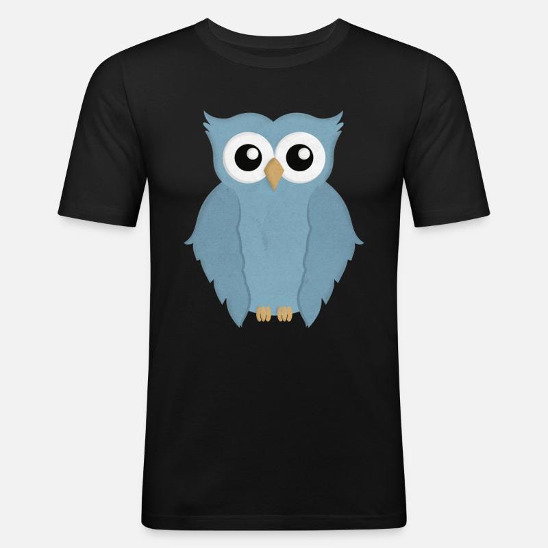 Eule - Männer Slim Fit T-Shirt - Schwarz
