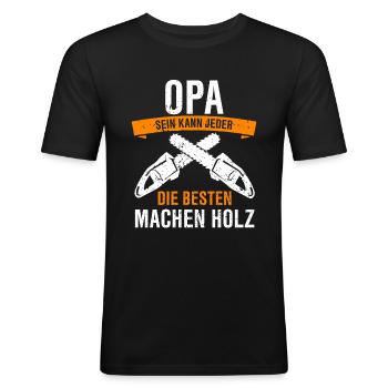 Forstwirt Holzfäller Waldarbeiter Motorsäge - Männer Slim Fit T-Shirt - Schwarz - Vorne - Nik (191cm)