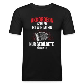 Ziehharmonika Steirische Harmonika Akkordeon - Männer Slim Fit T-Shirt - Schwarz - Vorne - Nik (191cm)