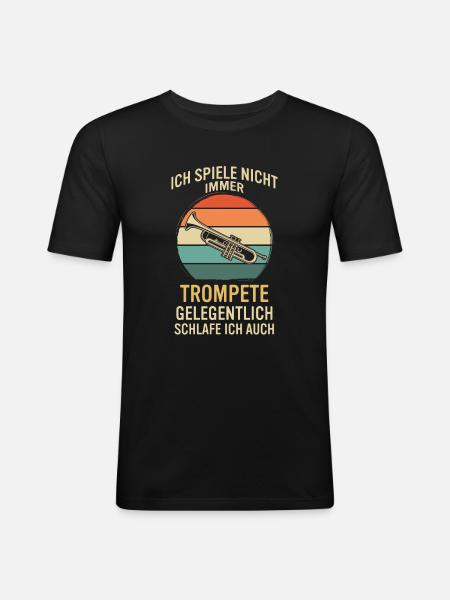 Trompete Trompetenspieler Trompeter - Männer Slim Fit T-Shirt - Schwarz