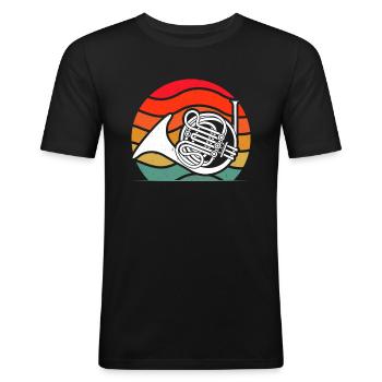 Waldhorn Waldhornspieler Waldhornist - Männer Slim Fit T-Shirt - Schwarz - Vorne - Nik (191cm)