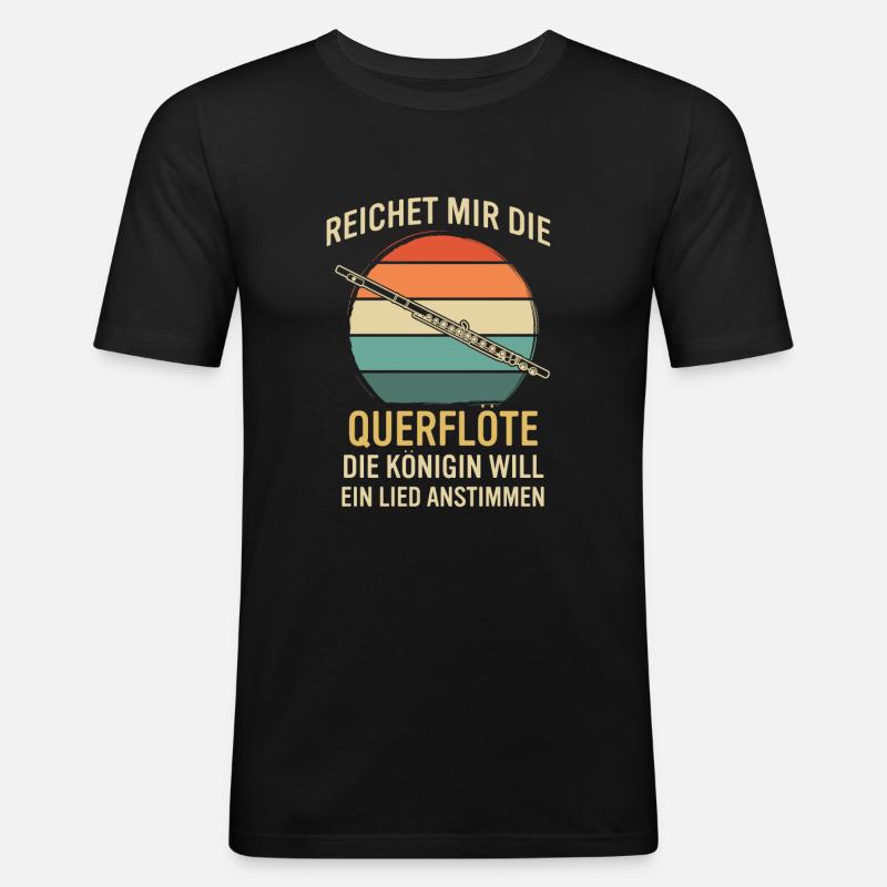 Querflöte Querflötenspieler Querflötist - Männer Slim Fit T-Shirt - Schwarz