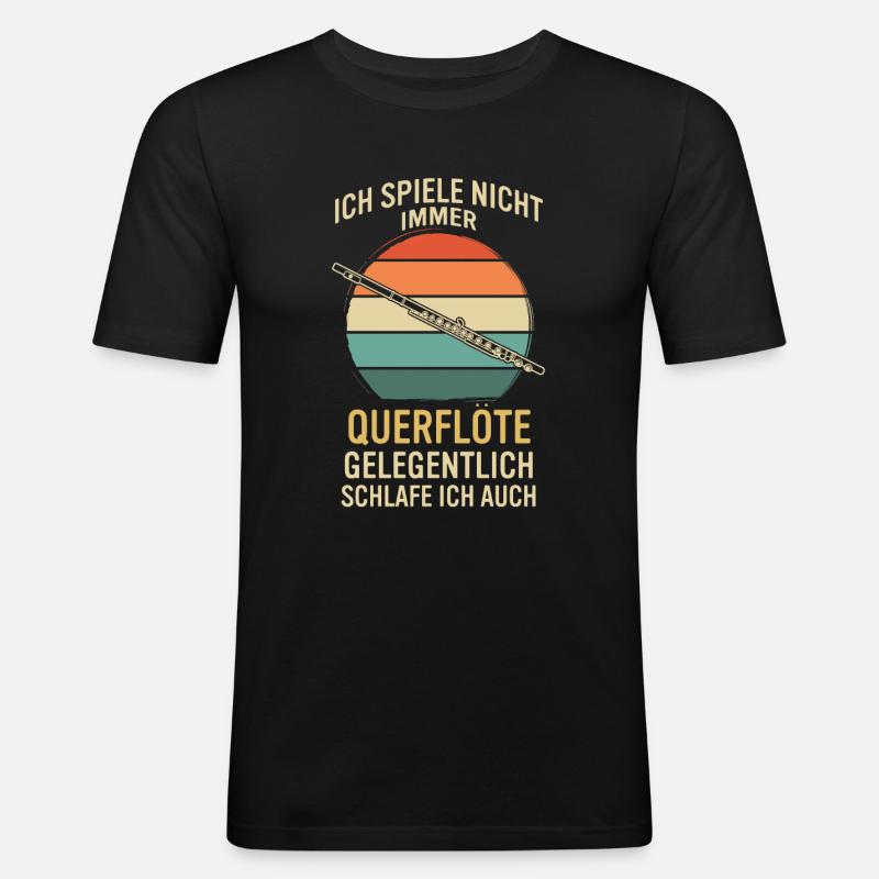 Querflöte Querflötenspieler Querflötist - Männer Slim Fit T-Shirt - Schwarz