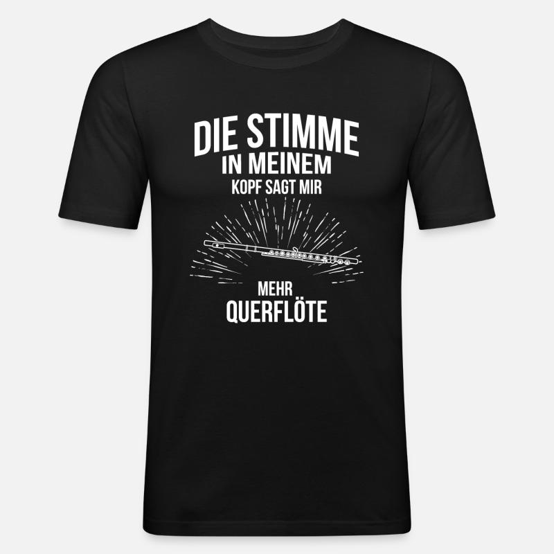 Querflöte Querflötenspieler Querflötist - Männer Slim Fit T-Shirt - Schwarz