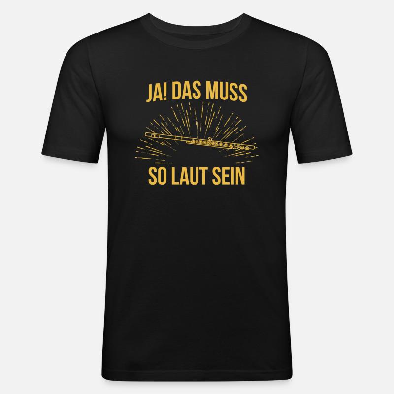 Querflöte Querflötenspieler Querflötist - Männer Slim Fit T-Shirt - Schwarz