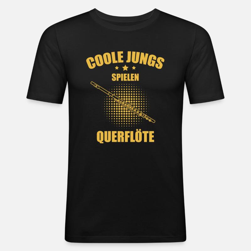 Querflöte Querflötenspieler Querflötist - Männer Slim Fit T-Shirt - Schwarz