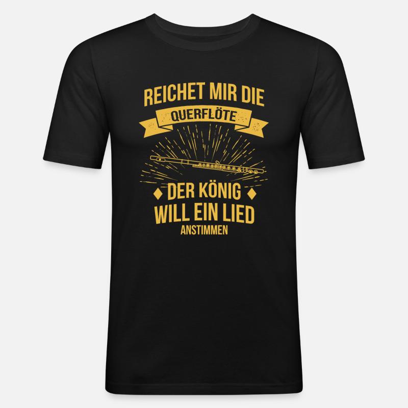 Querflöte Querflötenspieler Querflötist - Männer Slim Fit T-Shirt - Schwarz