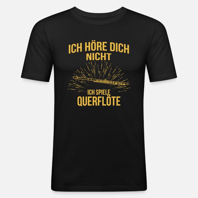 Querflöte Querflötenspieler Querflötist - Männer Slim Fit T-Shirt - Schwarz