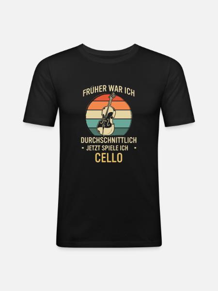Cello Cellospieler Cellist - Männer Slim Fit T-Shirt - Schwarz