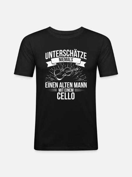 Cello Cellospieler Cellist - Männer Slim Fit T-Shirt - Schwarz